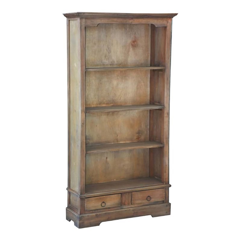 Sunset Trading Cottage Cabinet with 4 Shelves & 2 Drawers in Salvage Brown  Wood