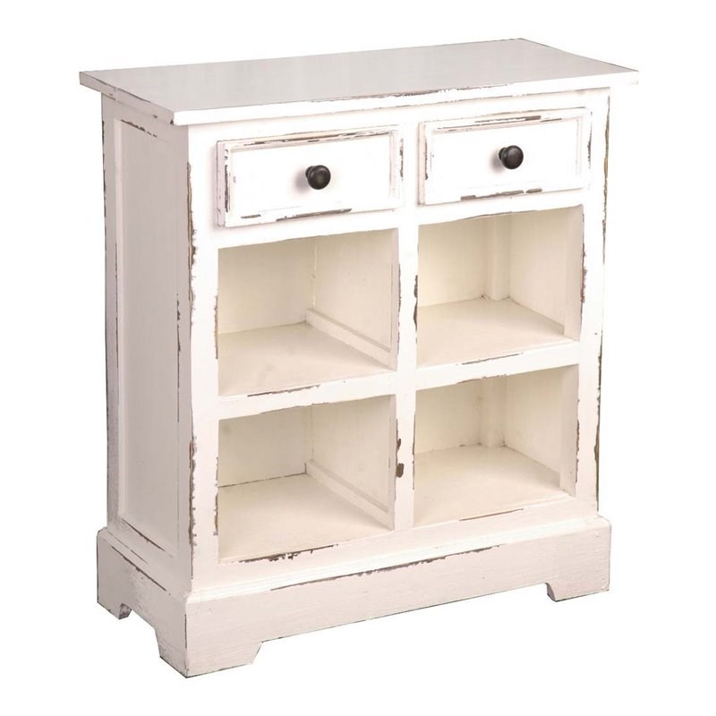Sunset Trading Cottage Farmhouse Wood Storage Cabinet with Baskets in Whitewash