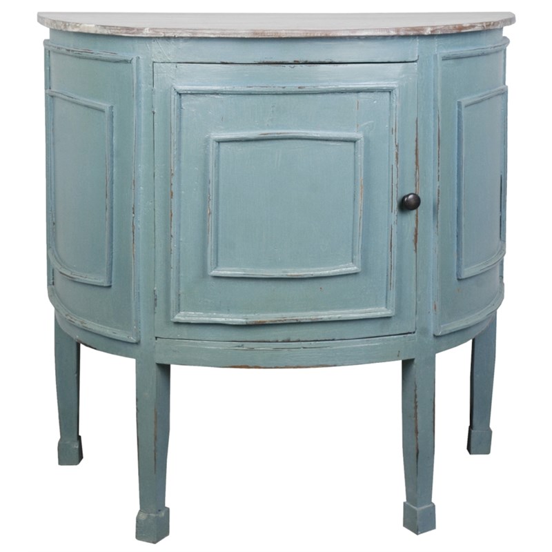 Sunset Trading Cottage Half Round Cabinet in Distressed Beach Blue Wood