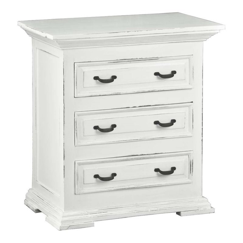 Sunset Trading Cottage 3-Drawer Wood Nightstand/End Table in Distressed White