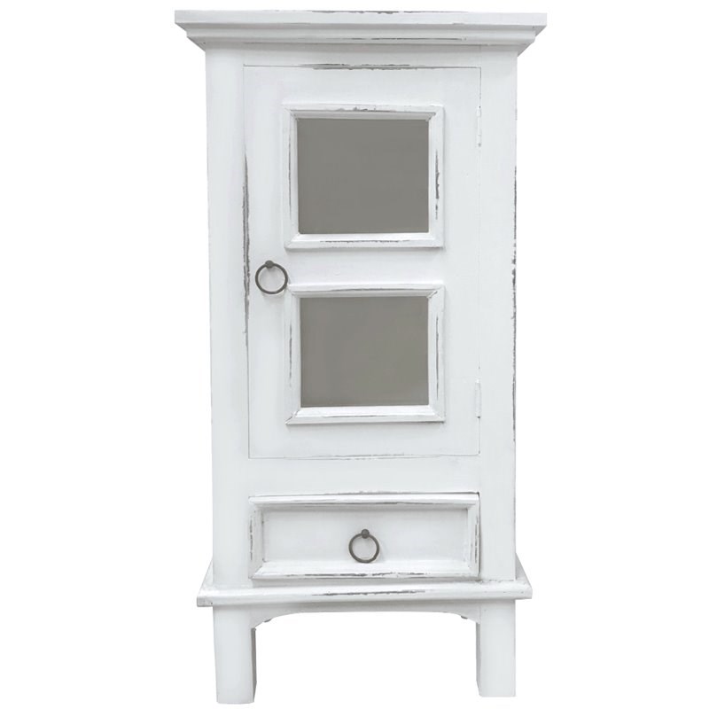 Sunset Trading Cottage 1-Door Wood End Table/Nightstand in Distressed White