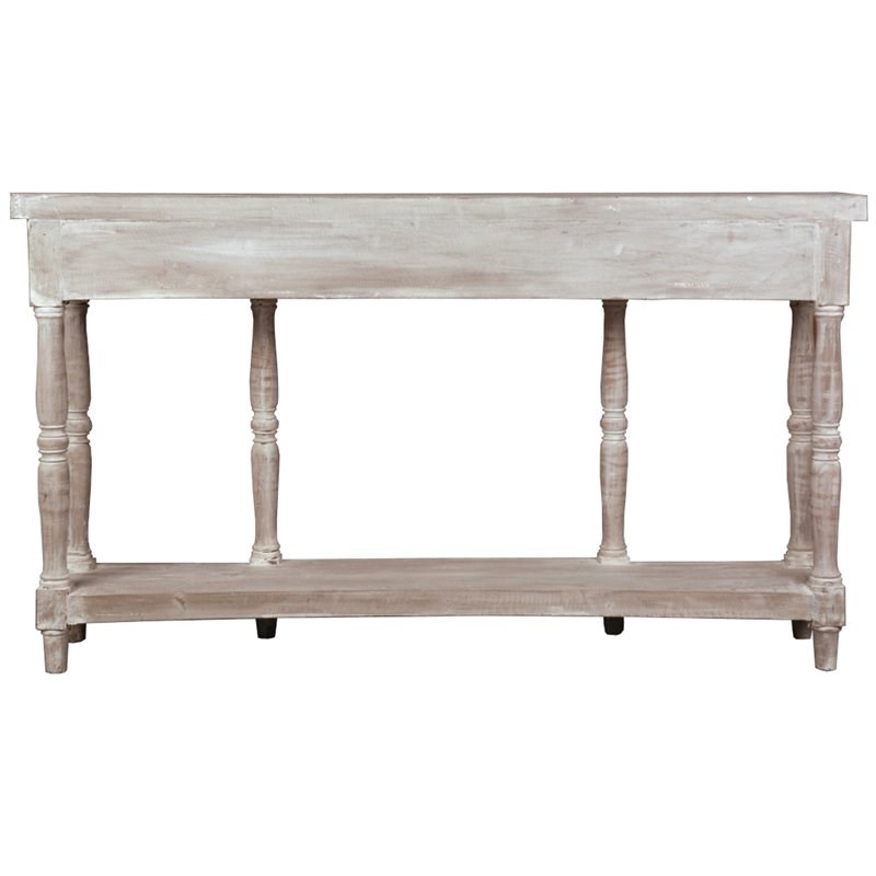 Sunset Trading Cottage Transitional Wood Console Table in Lime Gray Washed