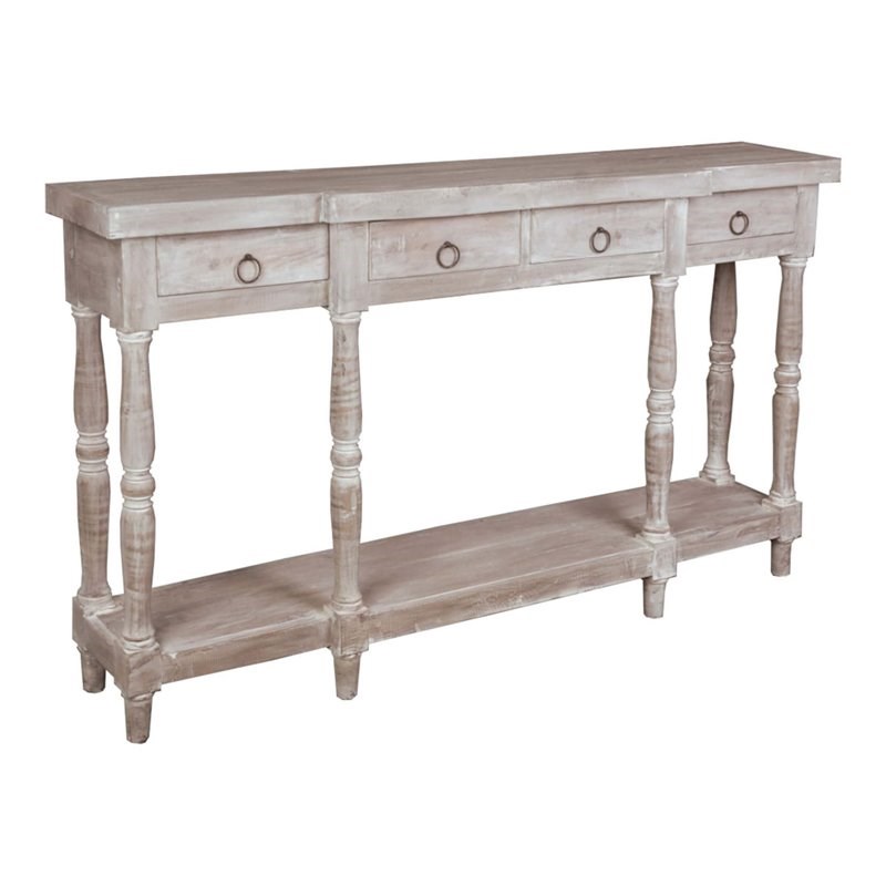 Sunset Trading Cottage Transitional Wood Console Table in Lime Gray Washed