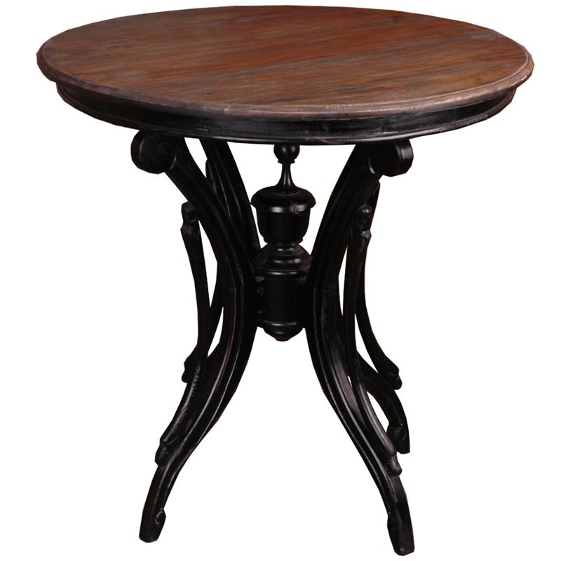 Sunset Trading Cottage Wood Accent Table in Distressed Black and Brown