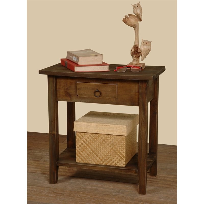 Sunset Trading Cottage Transitional Wood Accent Table in Distressed Brown