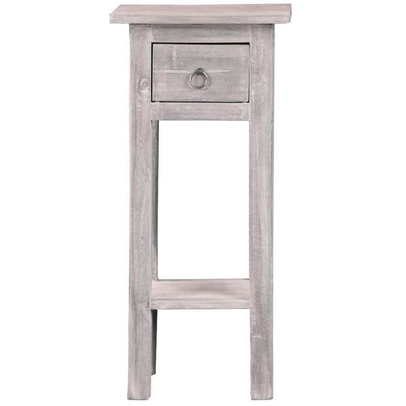 Sunset Trading Cottage Narrow Wood Side Table in Distressed Light Gray