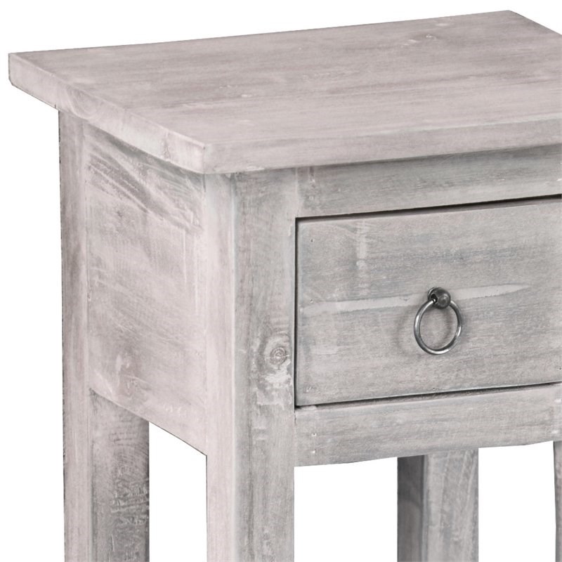 Sunset Trading Cottage Narrow Wood Side Table in Distressed Light Gray
