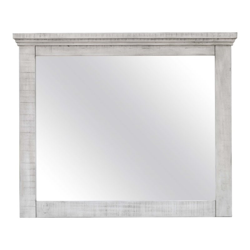 Sunset Trading Crossing Barn Wood Bedroom Mirror in Distressed Light Gray