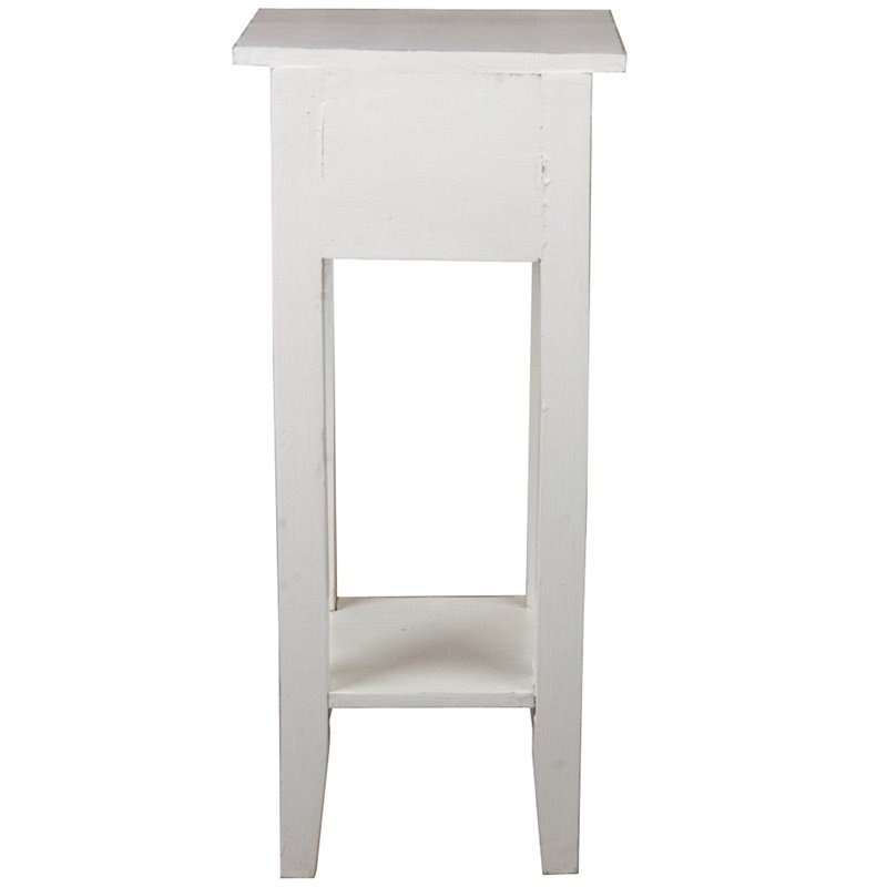 Sunset Trading Cottage Narrow Wood Side Table in Distressed White Washed