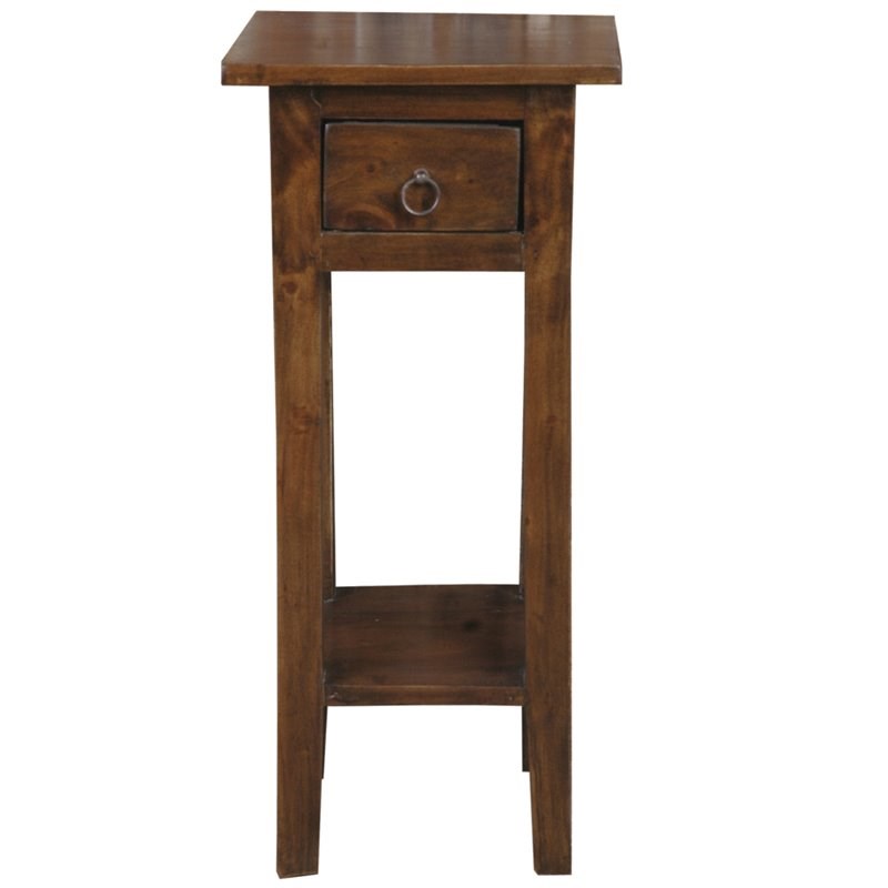 Sunset Trading Cottage Narrow Wood Side Table in Old Java Brown/Antique Iron