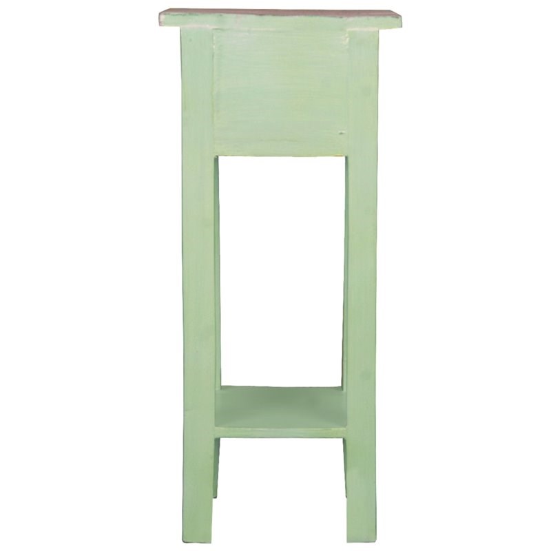 Sunset Trading Cottage Narrow Wood Side Table in Bahama Green and Limewash Top