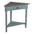Sunset Trading Cottage Wood Corner Table in Distressed Beach Blue/Raftwood