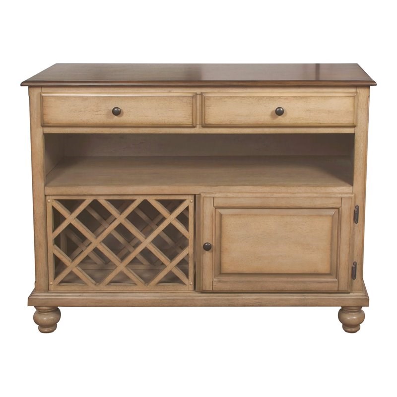 Sunset Trading Brook Transitional Wood Buffet Server/Wine Storage in Cream/Brown