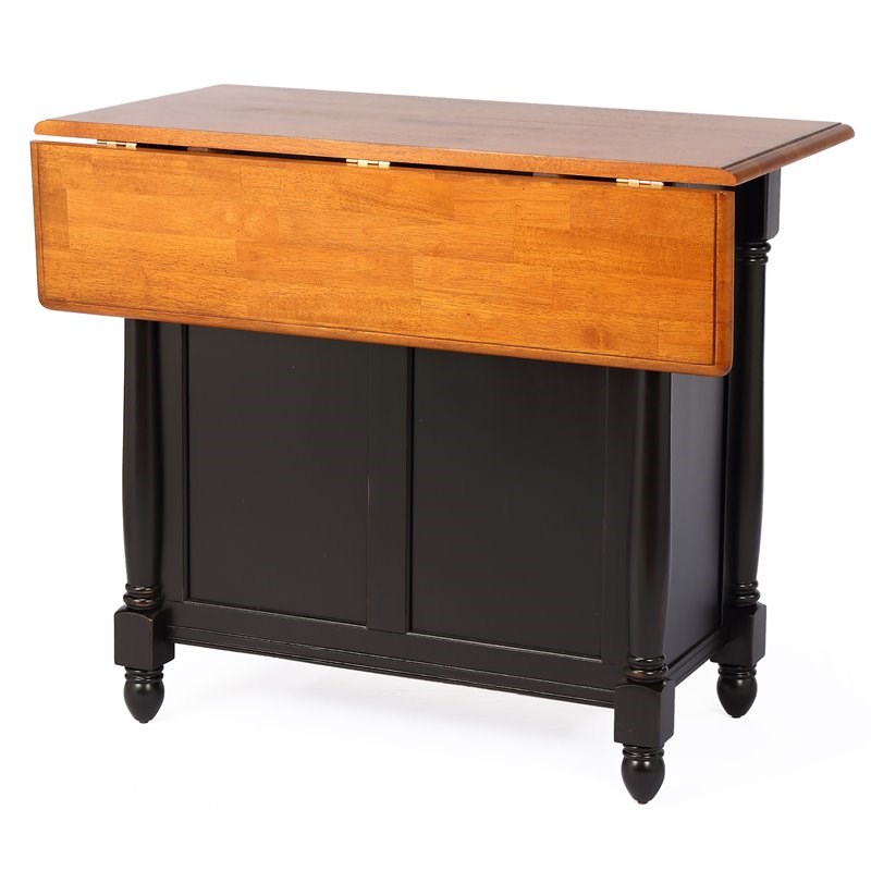 Sunset Trading Black Cherry Selections 3-Piece Wood Kitchen Island Set in Black