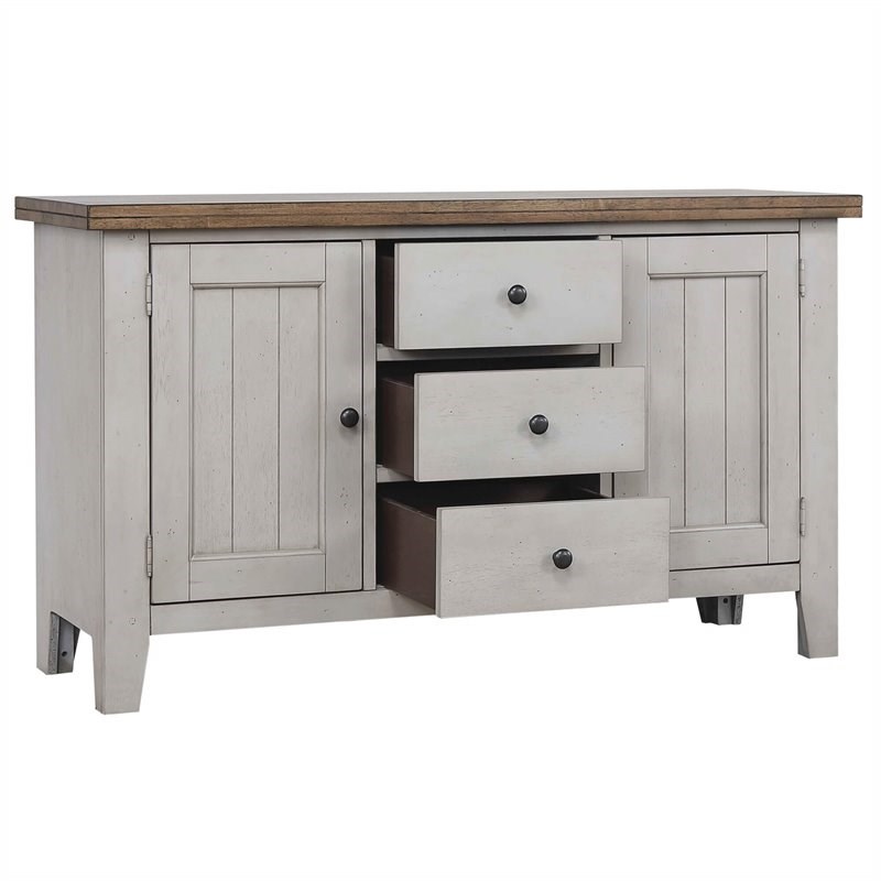 Sunset Trading Country Grove Wood Buffet and Lighted Hutch in Gray/Brown