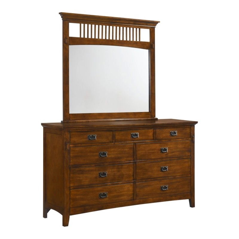 Sunset Trading Tremont Bedroom Wood Dresser & Mirror Set in Distressed Chestnut