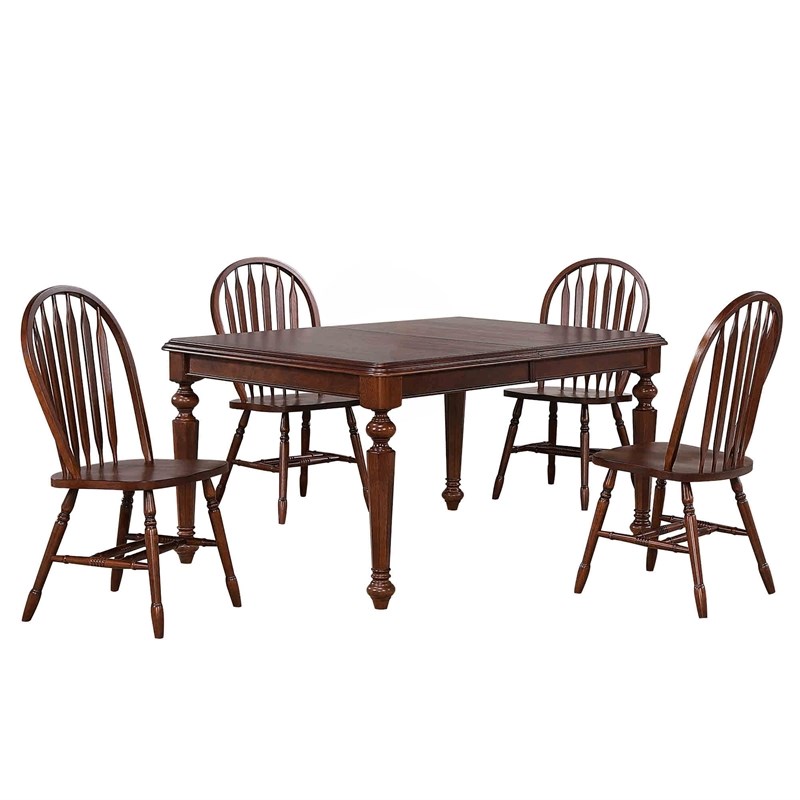 Andrews 5Pc 76-in Rectangle Butterfly Extendable Dining Set /Chestnut Brown Wood