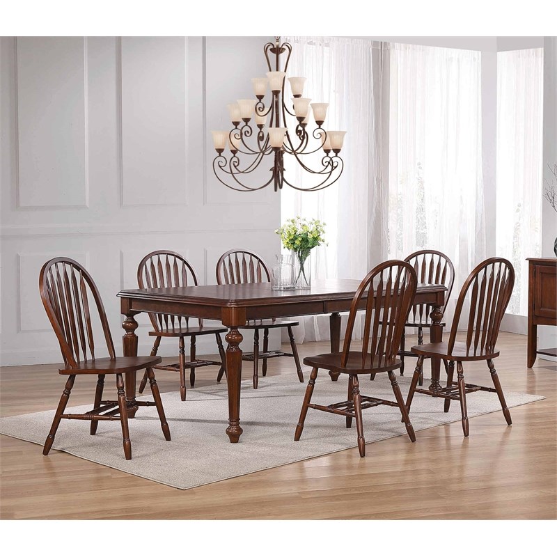 Andrews 7Pc 76-in Rectangle Butterfly Extendable Dining Set /Chestnut Brown Wood