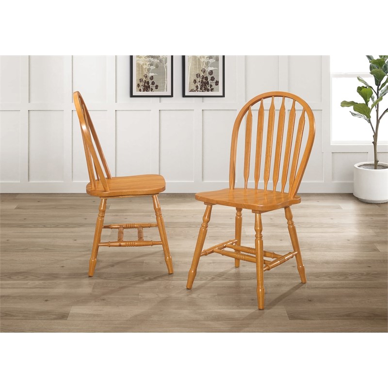 Selections Windsor Dining Chair Light Oak Finish Solid Wood (Set of 4