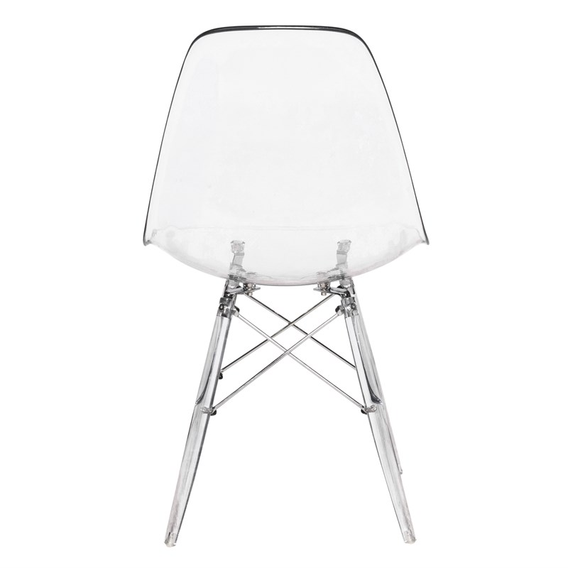 LeisureMod Dover Dining Side Chair With Acrylic Eiffel Base in Clear
