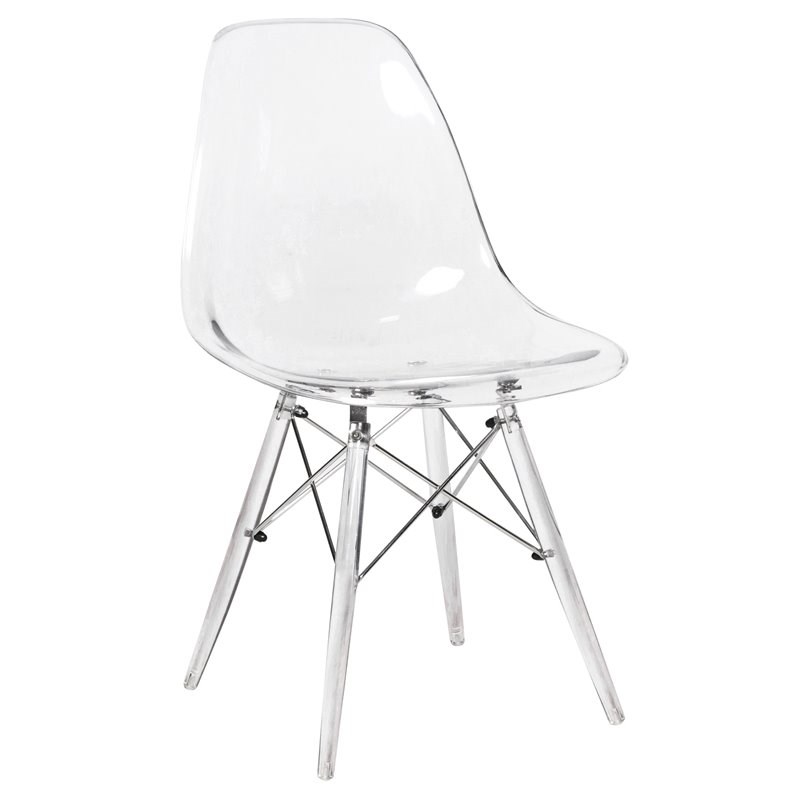 LeisureMod Dover Dining Side Chair With Acrylic Eiffel Base in Clear