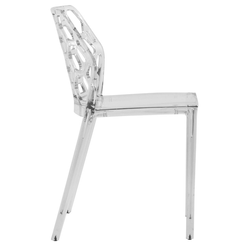 LeisureMod Dynamic Modern Plastic Dining Side Chair Honeycomb Design in Clear