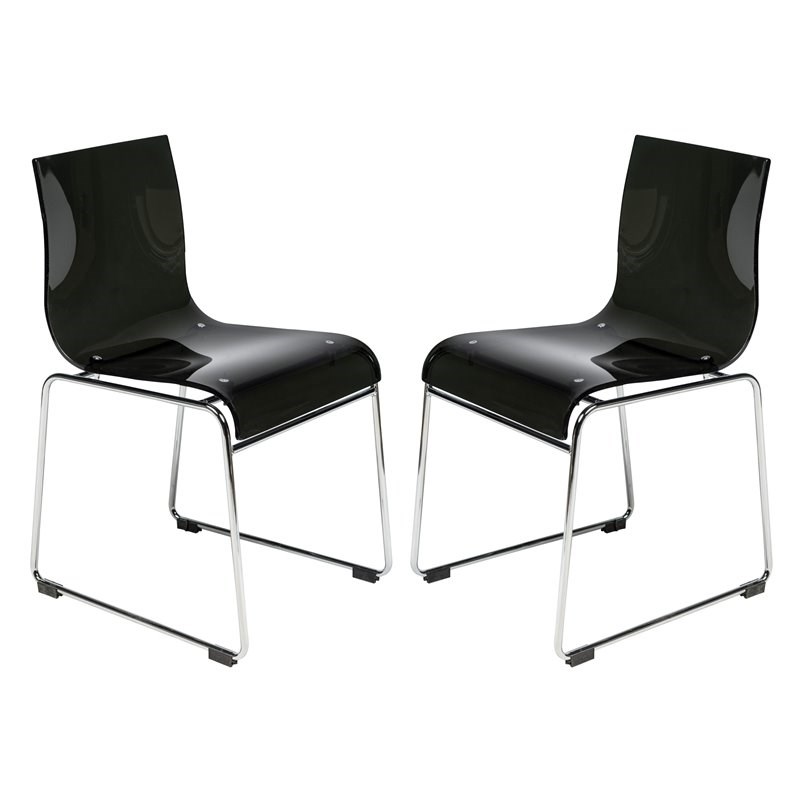 Leisuremod Lima Modern Acrylic Chrome, Modern Chrome Base Dining Chairs