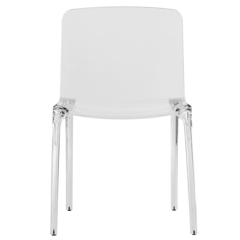 LeisureMod Murray Mid-Century Modern Dining Side Chair in Clear Set of 2