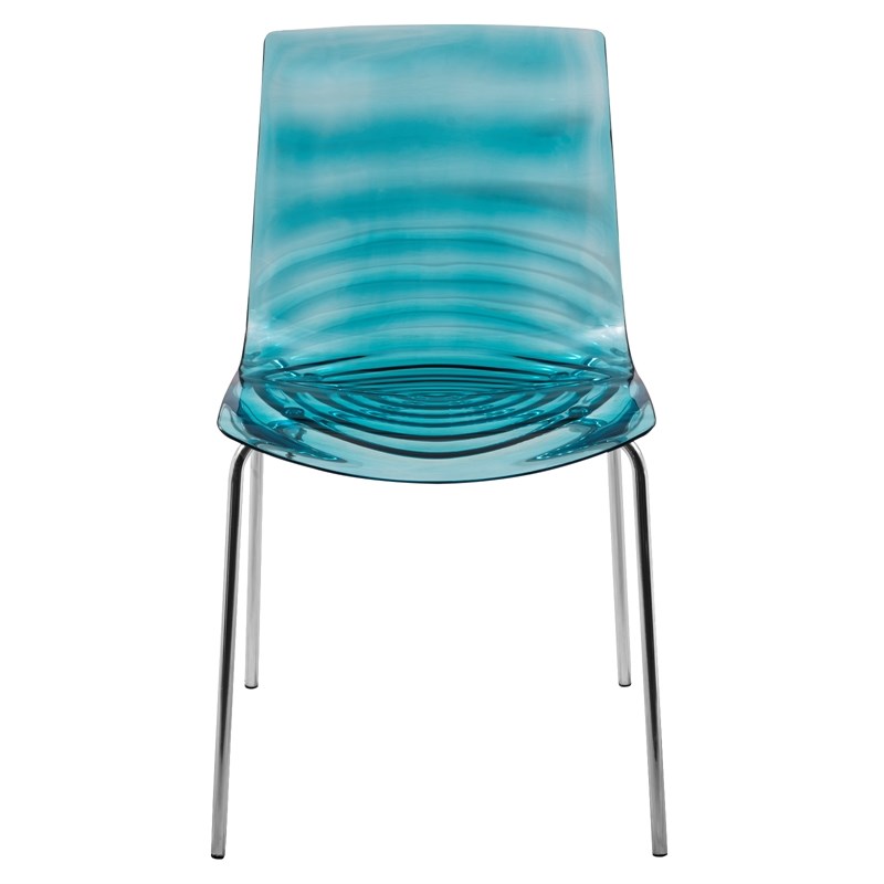 LeisureMod Astor Modern Rain Drop Design Dining Chair in Blue Set of 4