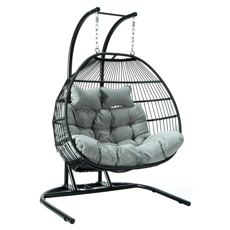 leisuremod wicker 2 person double folding hanging egg