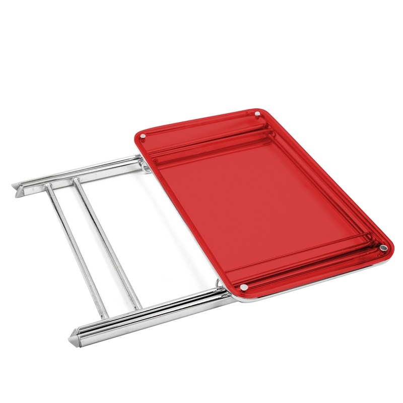 LeisureMod Victorian Modern Foldable End Table Tray With Acrylic Top in Red