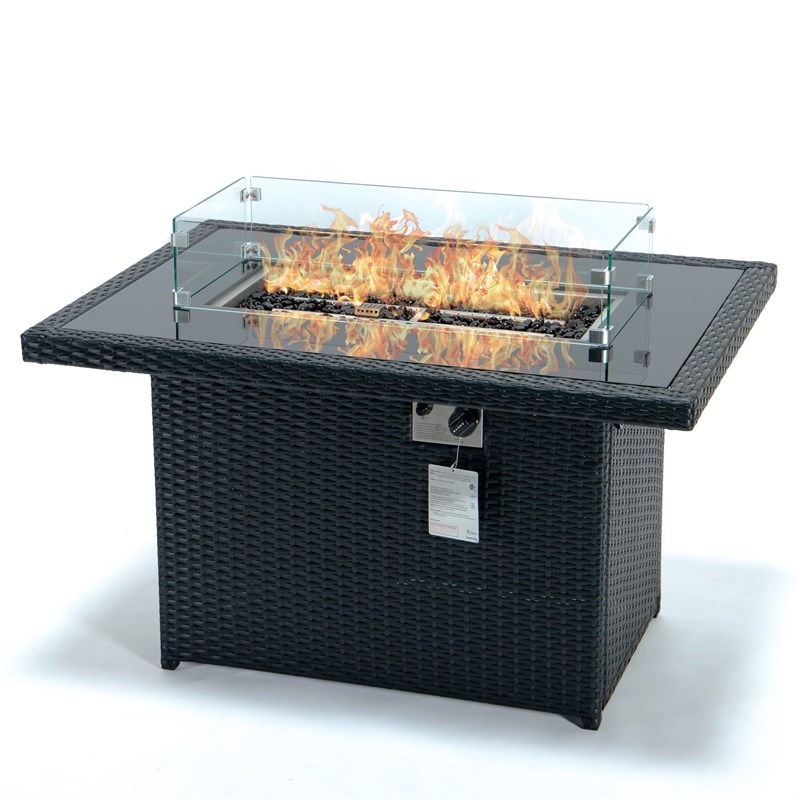 wicker propane fire pit table
