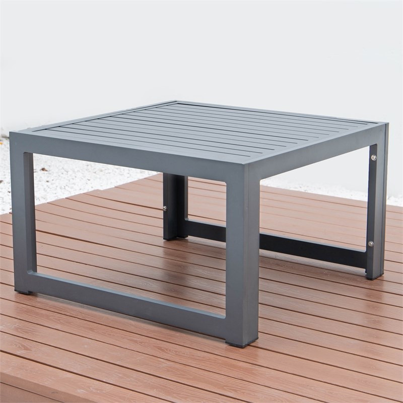 Leisuremod Chelsea Patio Coffee Table With Black Aluminum Homesquare Leisuremod Chelsea Patio Coffee Table, Black Aluminum Patio End Table