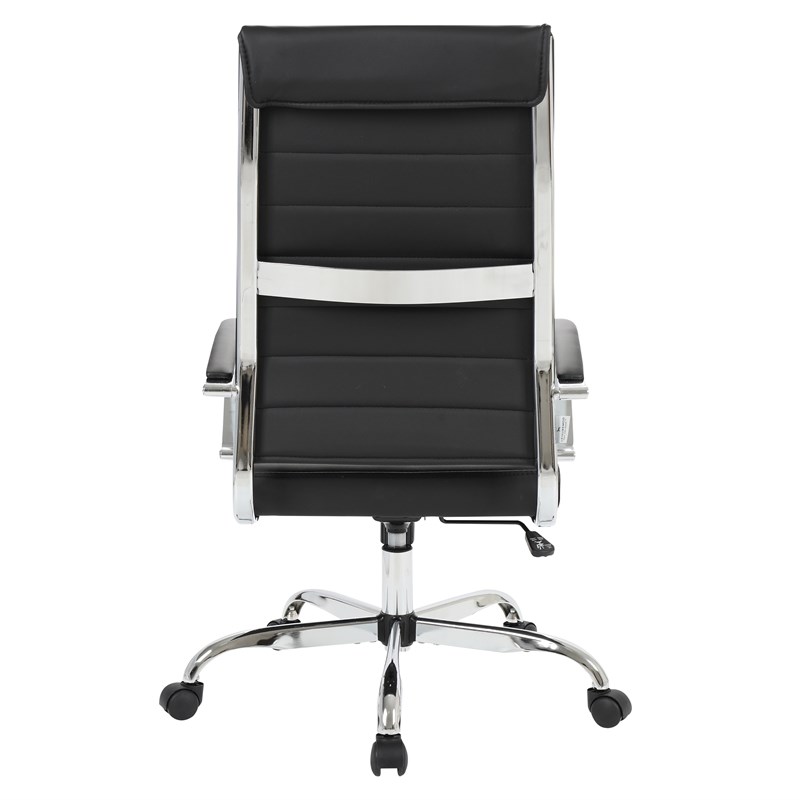 LeisureMod Benmar High-Back Mid-Century Modern Leather Office Chair in Black