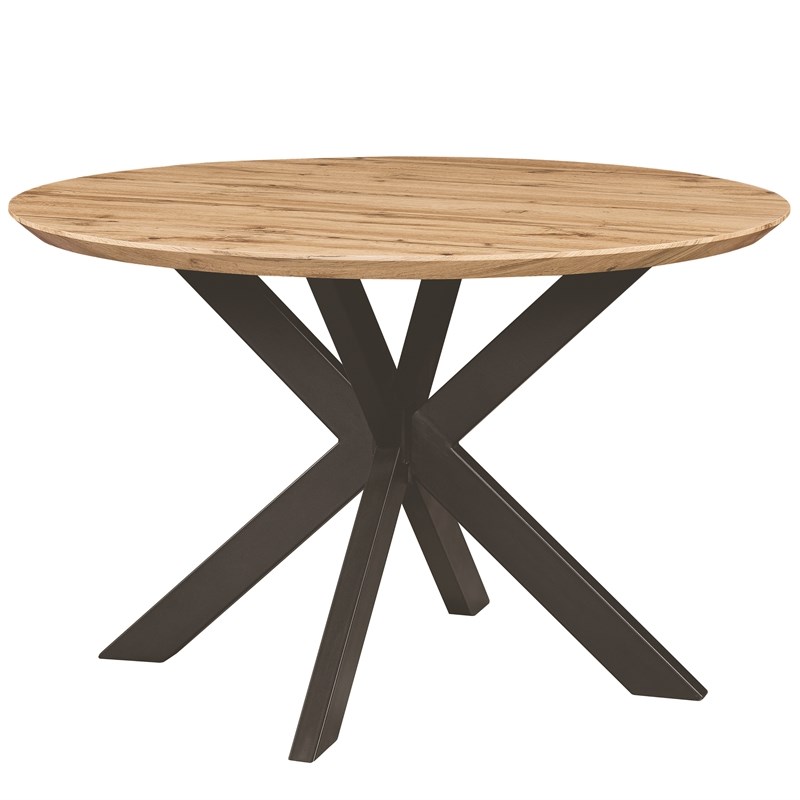 transmissie Alice toevoegen aan LeisureMod Ravenna 47" Round Natural Wood Dining Table W/ Modern Geometric  Base | Homesquare