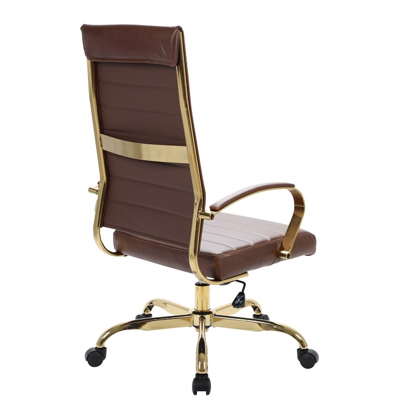 brown leather and gold office chair