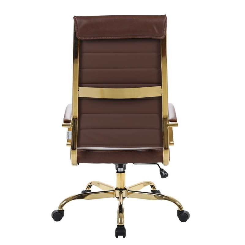 brown leather and gold office chair