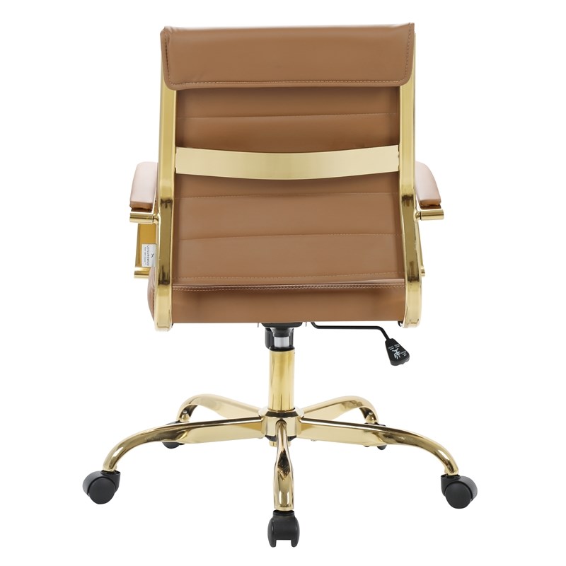 Leisuremod Benmar Modern Adjustable, Brown Leather Office Chair No Arms