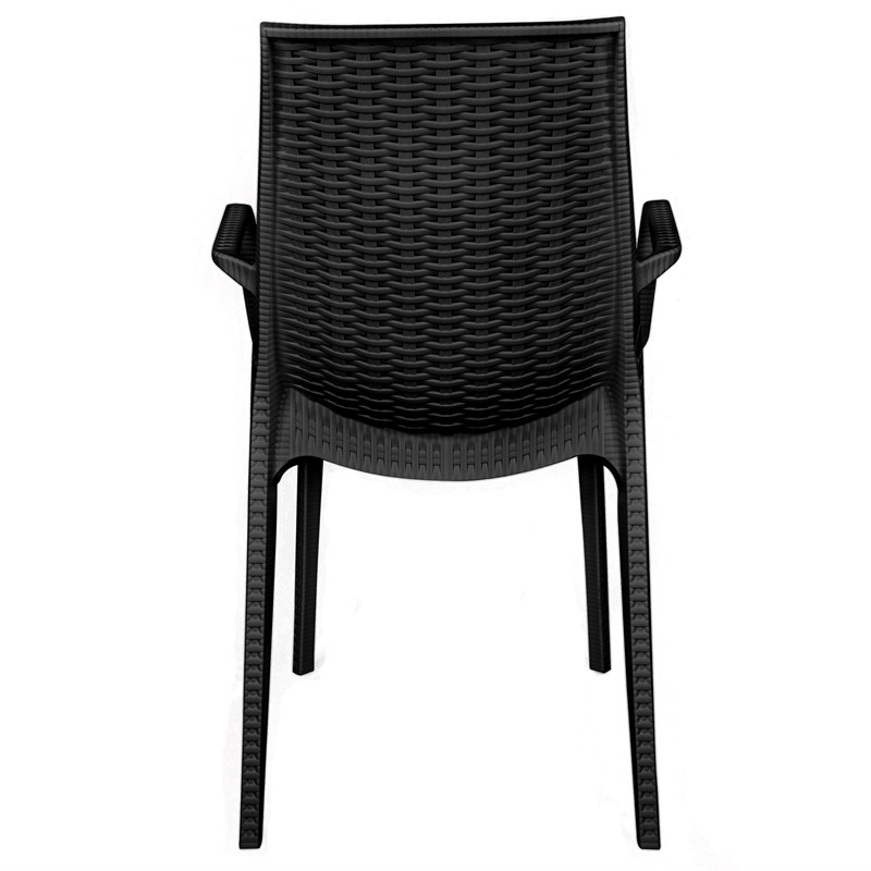 LeisureMod Kent Lightweight Outdoor Stackable Dining Armchair In Black Set of 4