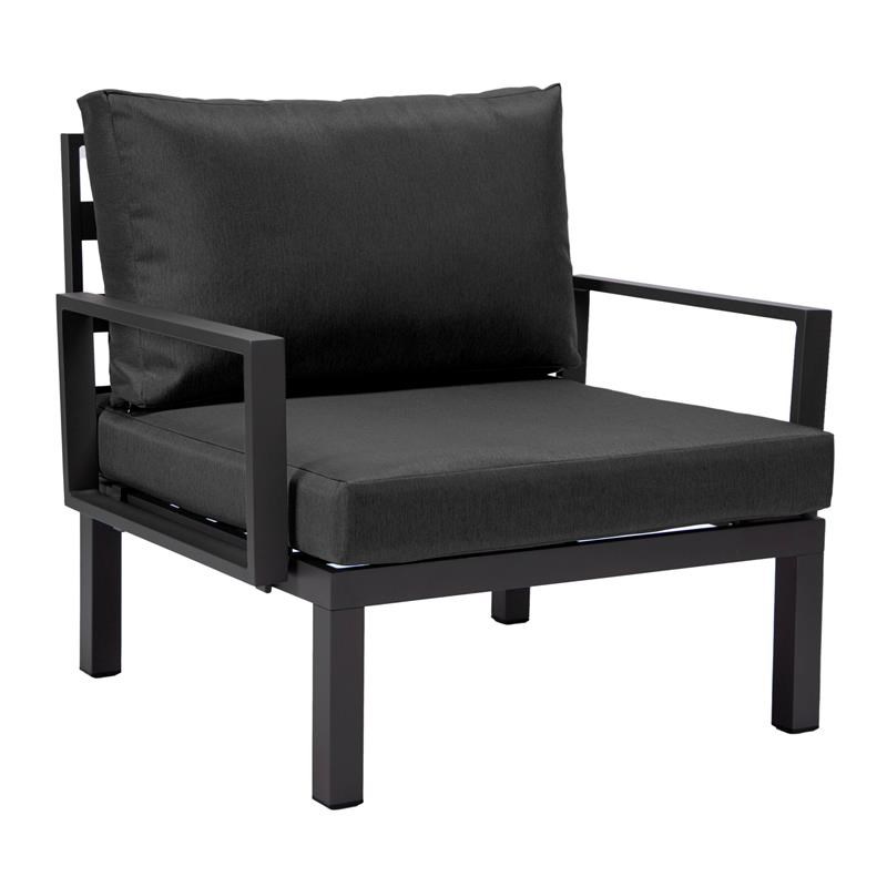 LeisureMod Hamilton 6-Peice Patio Conversation Set with Cushions in Black