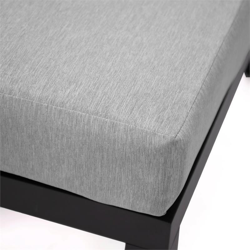 LeisureMod Hamilton 6-Peice Patio Conversation Set with Cushions in Light Gray