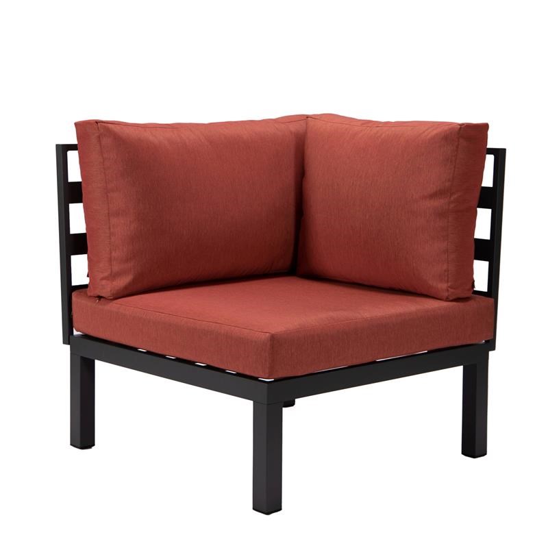 LeisureMod Hamilton 6-Peice Patio Conversation Set with Cushions in Red