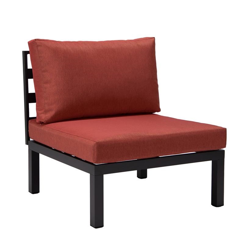 LeisureMod Hamilton 6-Peice Patio Conversation Set with Cushions in Red