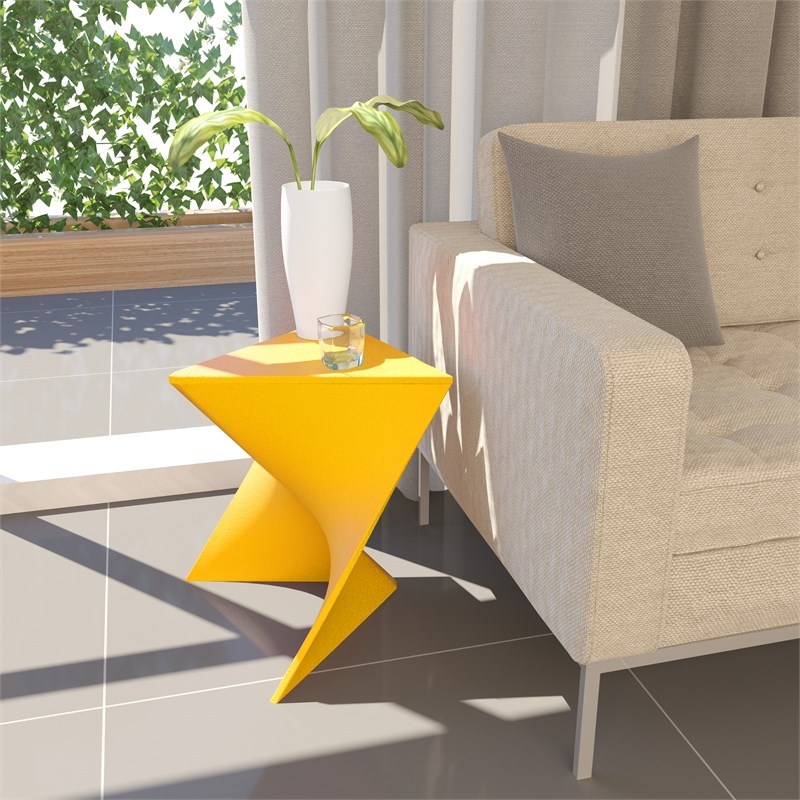 LeisureMod Randolph Modern Triangle End Table in Yellow