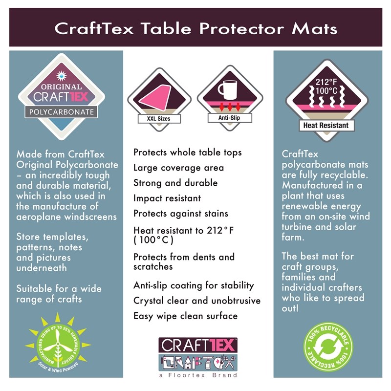 CraftTex Craft Table Protector Mat Clear Polycarbonate Size 29 x 59