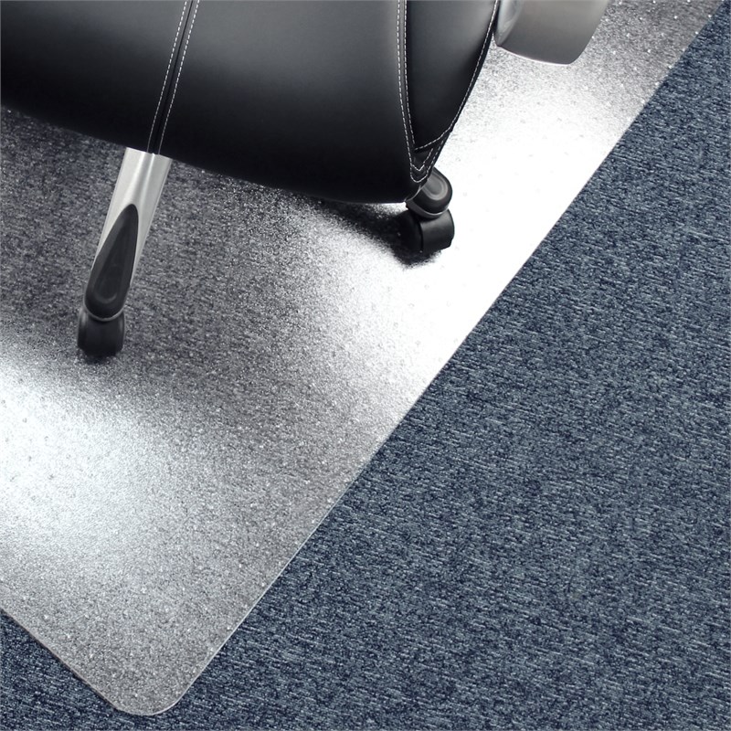 Floortex PVC Rect Chair Mat for Carpets Clear Size 48 x 60 inch