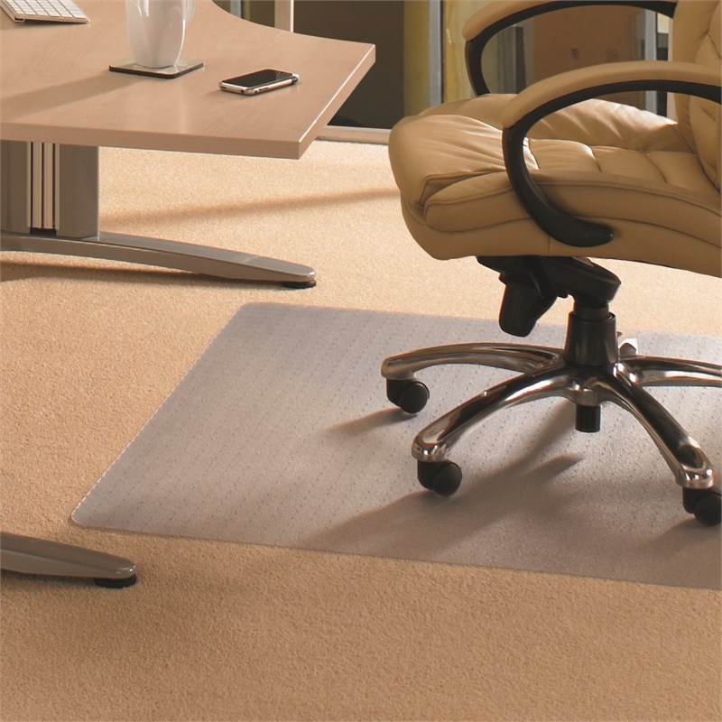 Floortex PVC Rect Chair Mat for Carpets Clear Size 48 x 60 inch