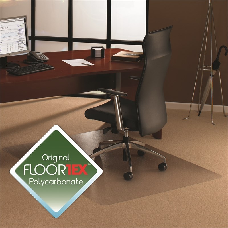 Floortex Polycarbonate Rect XXL Chair Mat for Carpets Clear Size 60 x 60 inch