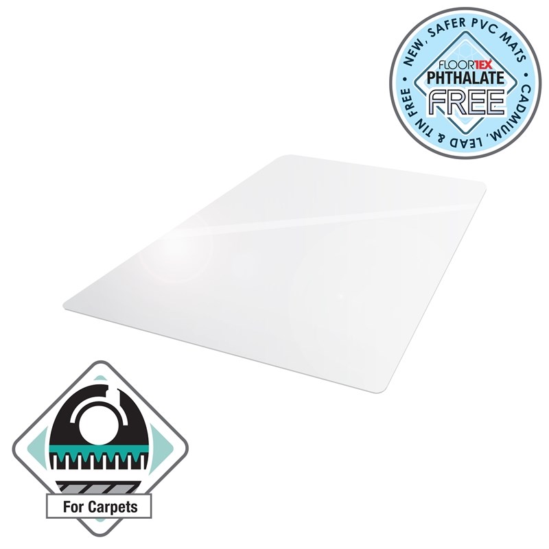 Floortex Polycarbonate Rect XXL Chair Mat for Carpets Clear Size 60 x 79 inch