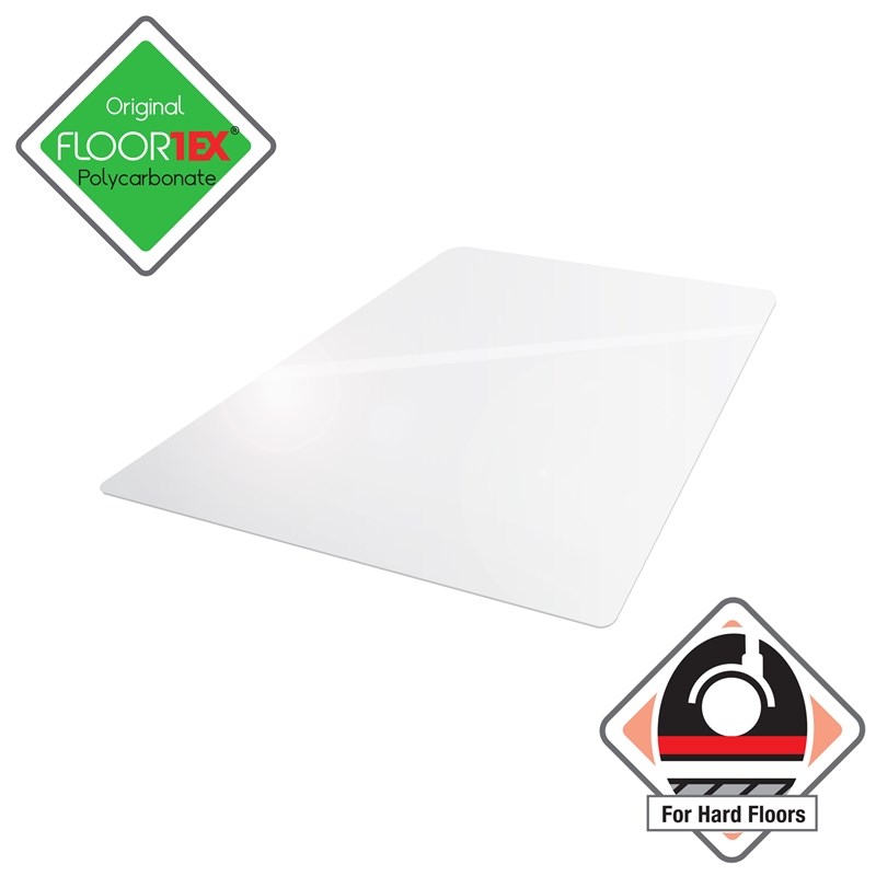 Floortex Polycarbonate Rect Chair Mat for Hard Floor Clear Size 48 x 53 inch